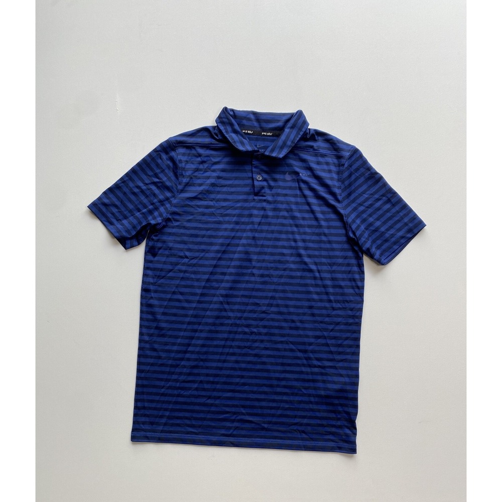 Nike Dri-Fit Blue Striped Mens XL Casual Polo Golf Shirt Performance Modern